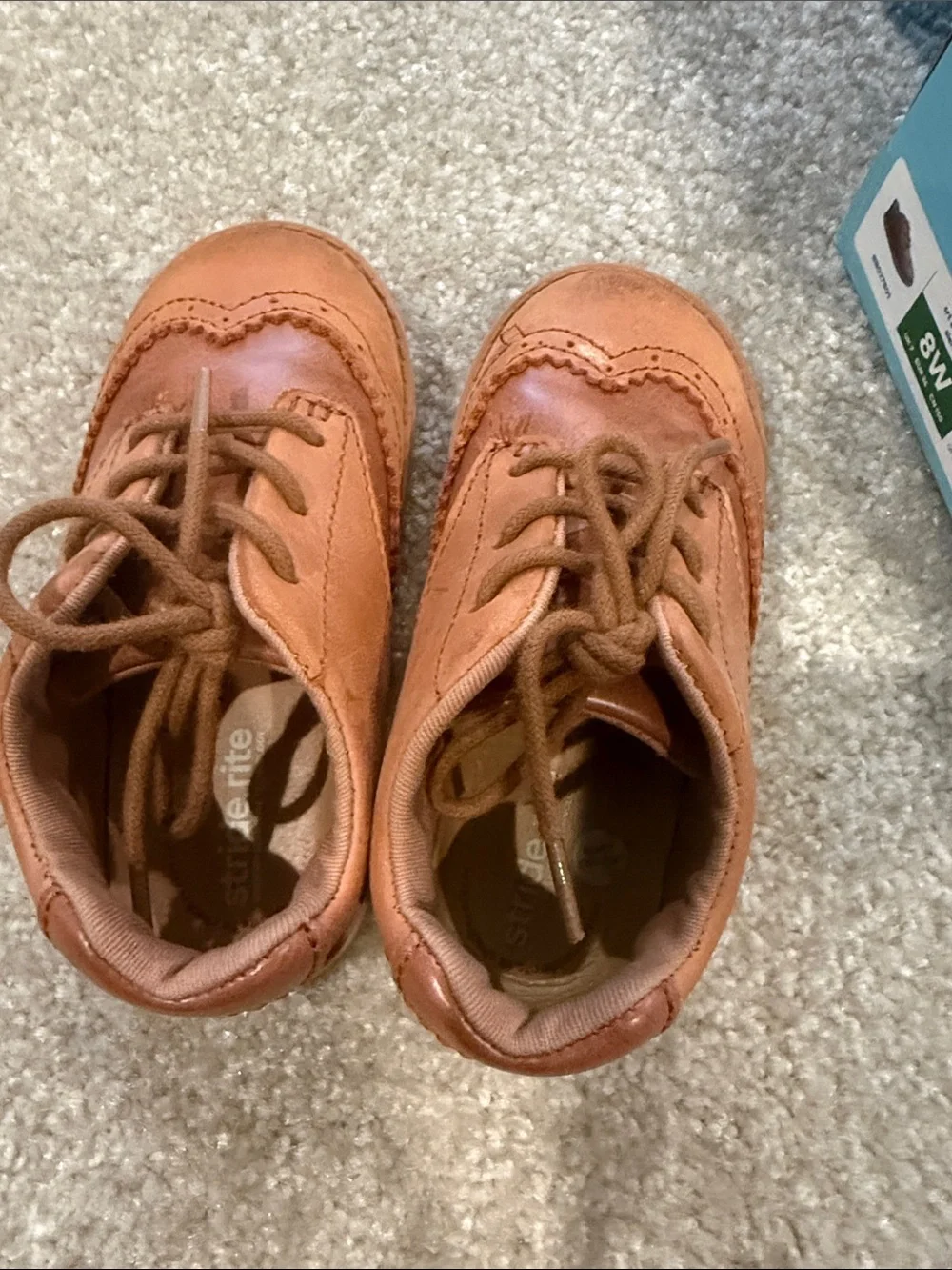 Stride Rite Tan Leather Oxford Derbys with Cream Soles